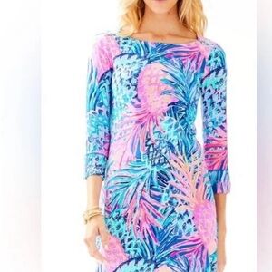 Lilly Pulitzer Blue and Pink Long Sleeve Dress size S